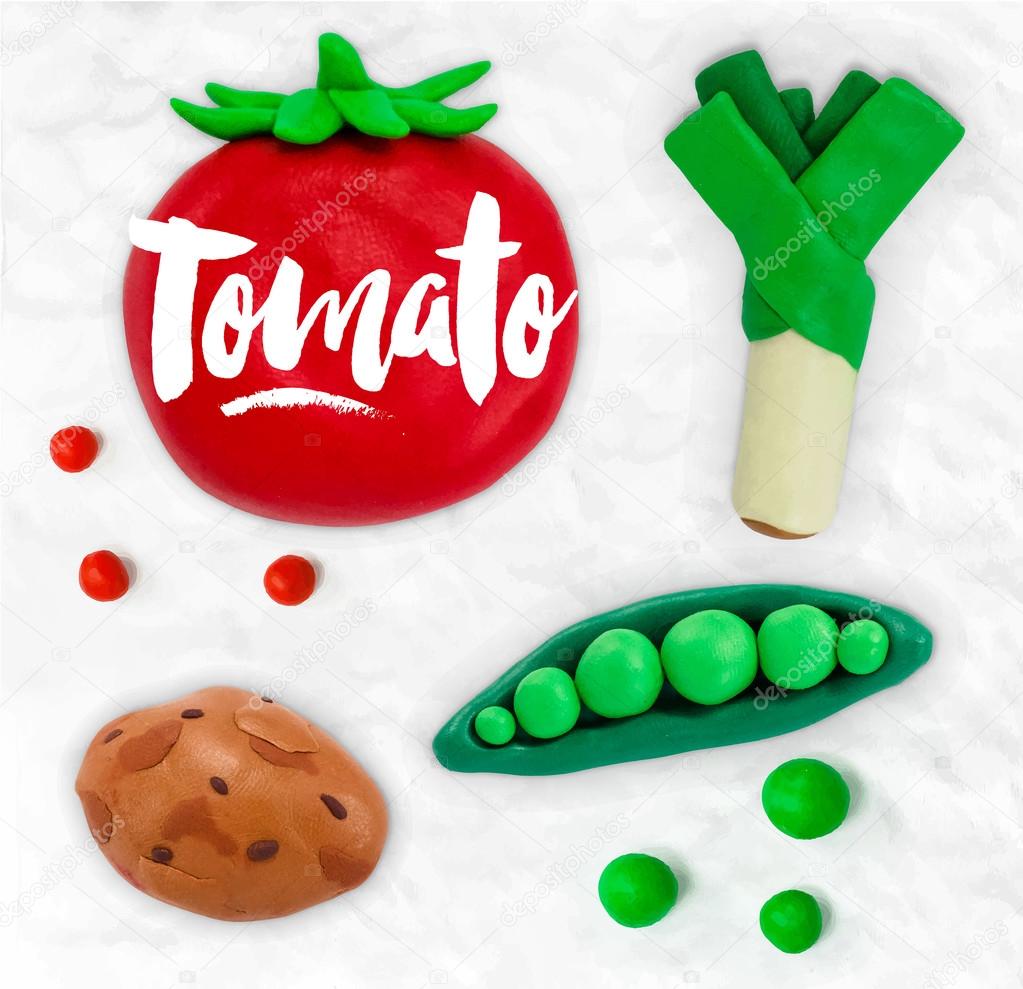 Plasticine vegetables tomato