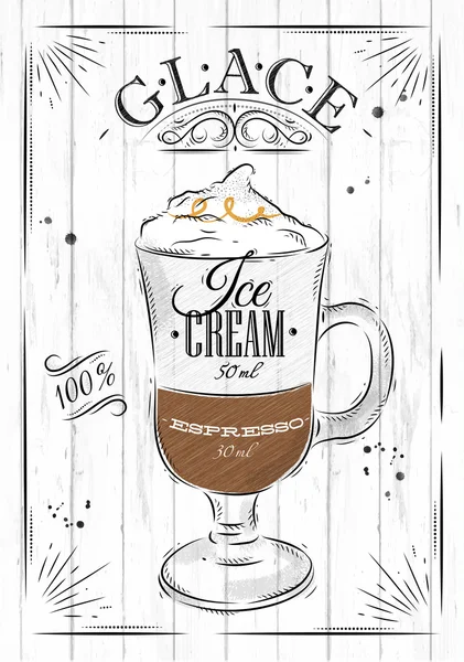 Affiche glace dans un style vintage — Image vectorielle