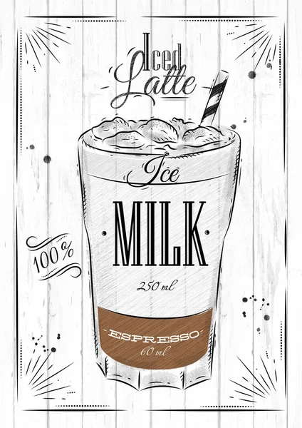 Poster iced latte — Stockvector