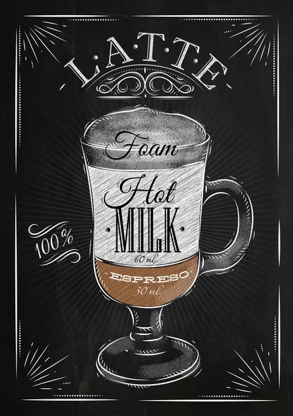 Poster latte chalk — Stock Vector