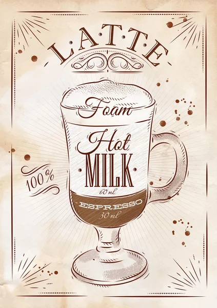 Kraft latte poster — Vettoriale Stock