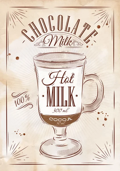 Cartel de chocolate con leche kraft — Archivo Imágenes Vectoriales