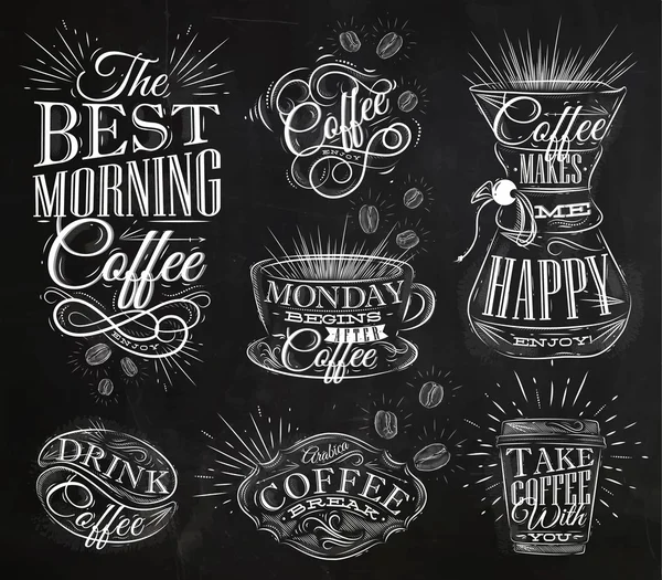 Letreros de café dibujo con tiza — Vector de stock