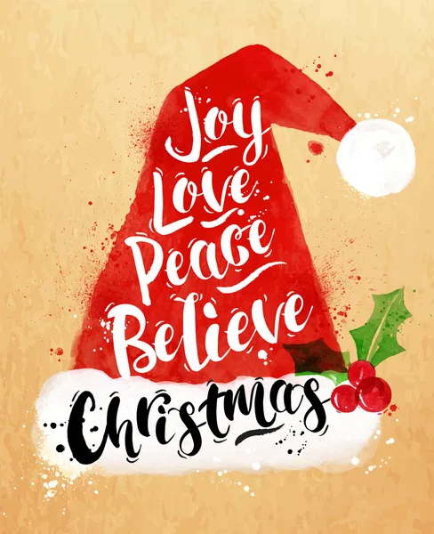 Poster suluboya Noel Baba şapkası