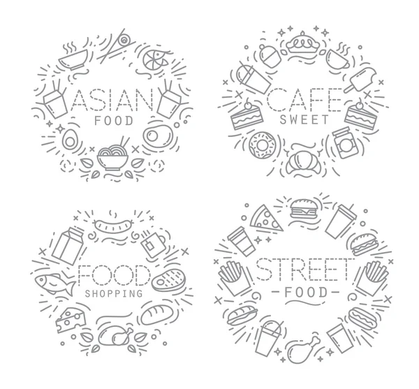 Food monograms — ストックベクタ