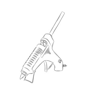 Beyaz arkaplanda grafik biçiminde yapıştırıcı tabancası çizimi