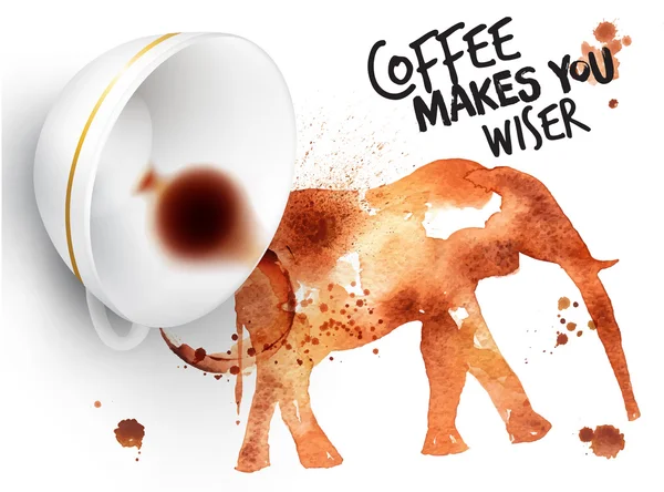 Poster wilder Kaffee-Elefant — Stockvektor