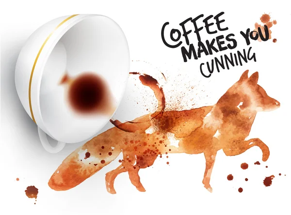 Affisch vilda kaffe fox — Stock vektor