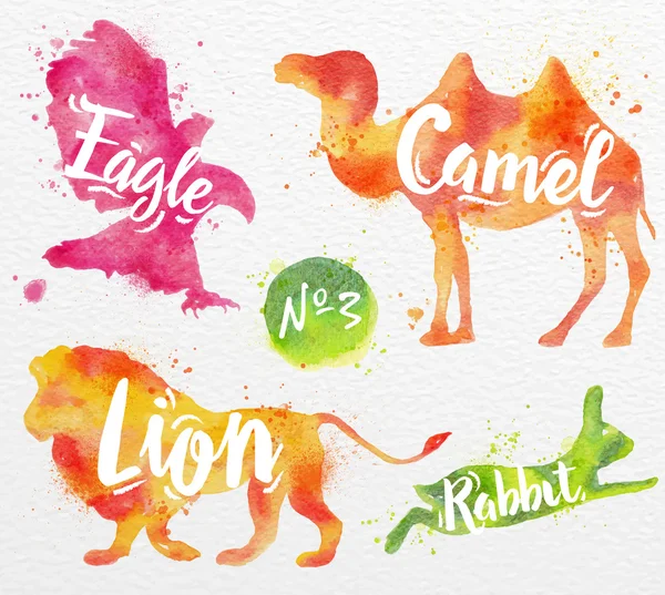Animales pintados camello — Vector de stock