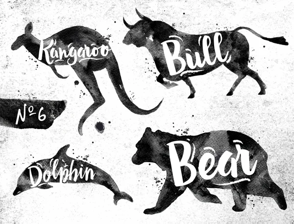 Βαμμένο μαύρο ζώων bull — Διανυσματικό Αρχείο