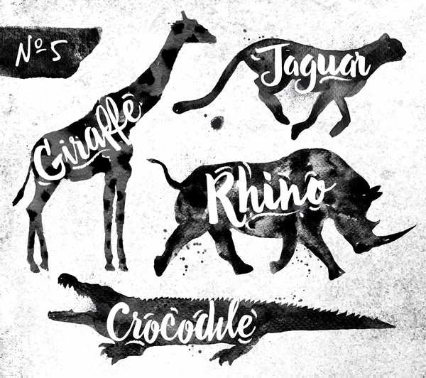 Painted black animals crocodile Royalty Free Stock Illustrations