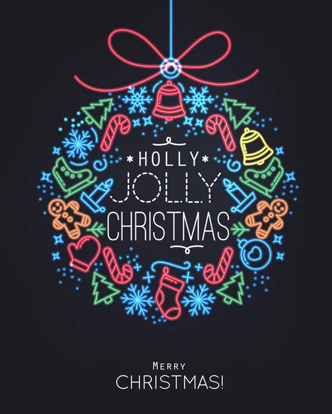 Christmas tree toy neon — Stock Illustration Christmas tree toy neon Vector Graphics