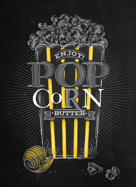 Affiche popcorn beurre noir — Image vectorielle