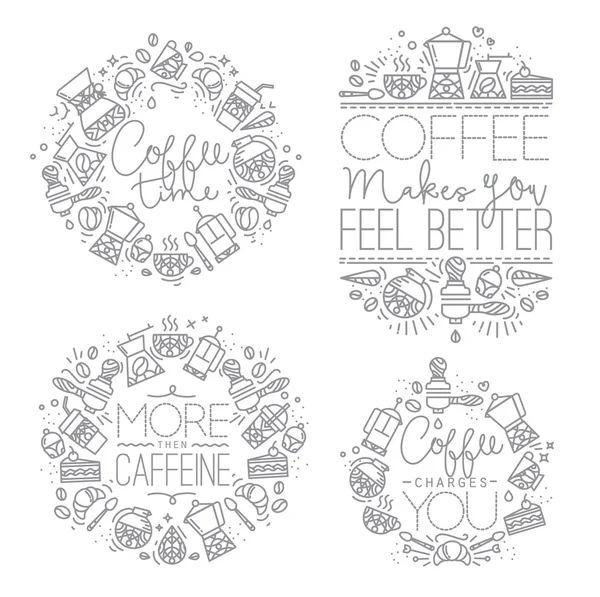 Kaffee-Monogramme grau — Stockvektor