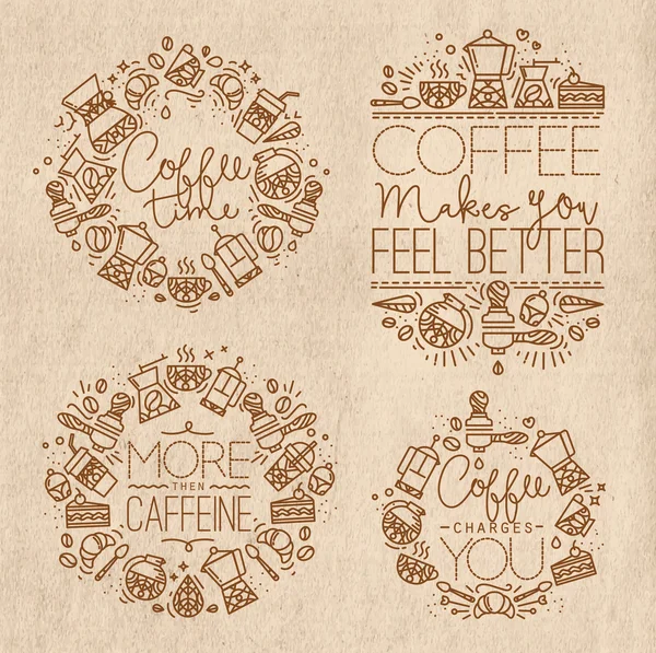 Monogrammes de café kraft — Image vectorielle