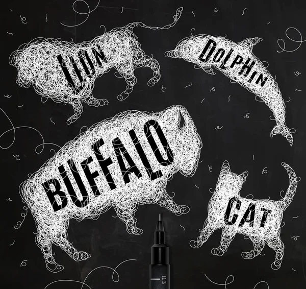 Buffalo splątanych linii — Wektor stockowy