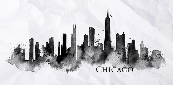 Encre de silhouette Chicago — Image vectorielle