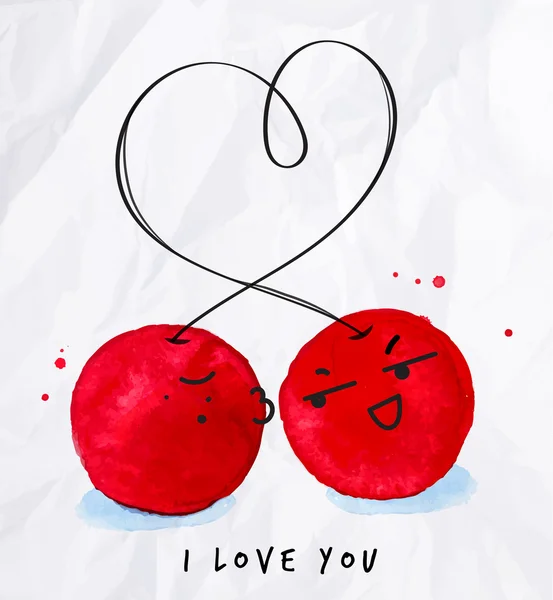 Polibky miluju cherry — Stockový vektor