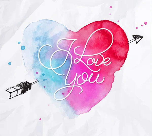 Aquarelle coeur amour — Image vectorielle