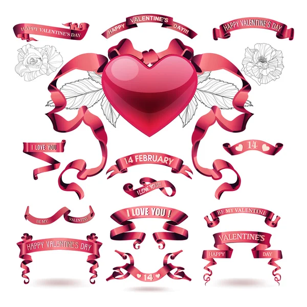 Ensemble de bannières pour la Saint-Valentin — Image vectorielle