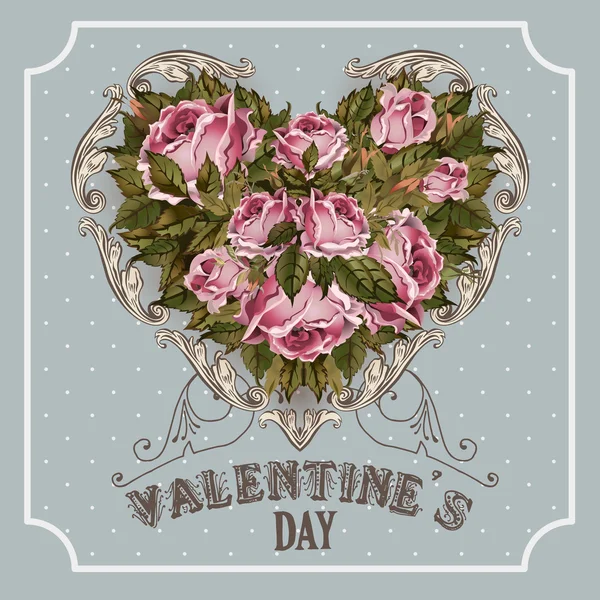 Vintage valentines dag wenskaart — Stockvector