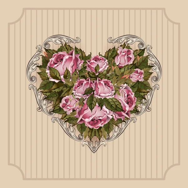 Vintage valentines dag wenskaart — Stockvector