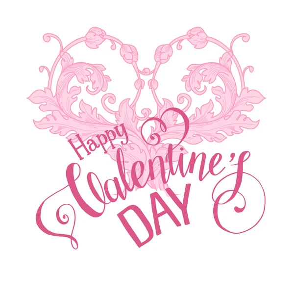 Открытка на день Святого Валентина с цветочными элементами — стоковый вектор