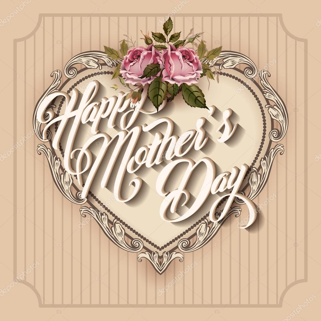 Vintage Happy Mothers Day Typographical Lettering Greeting card