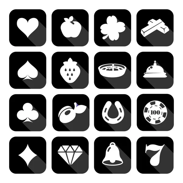 Conjunto de ícones de cassino plano . —  Vetores de Stock