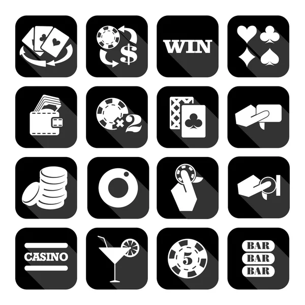 Set van platte casino pictogrammen. — Stockvector