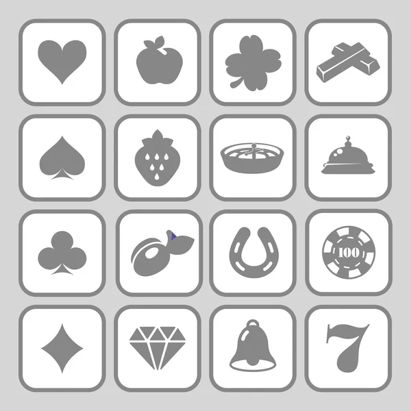 Set van platte casino pictogrammen. — Stockvector