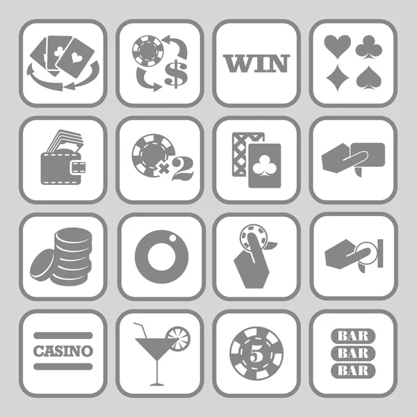 Set van platte casino pictogrammen — Stockvector