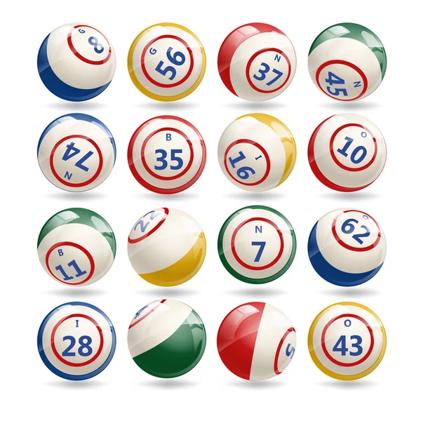 Set di palle da bingo della lotteria — Vettoriale Stock