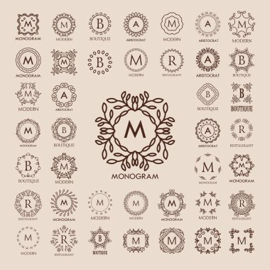 Monogram tasarım şablonları. 