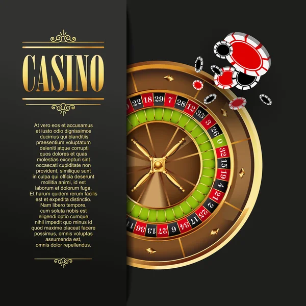 Roulette wheel and poker chips — Stock Vector