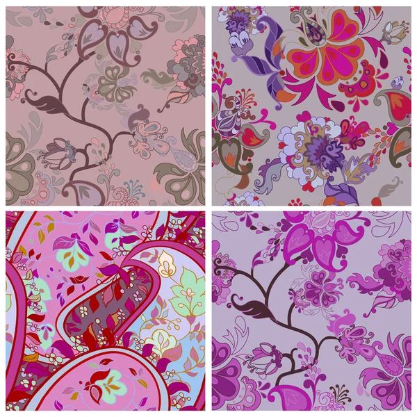 Set of Decorative creative floral pattern — Stock Vector