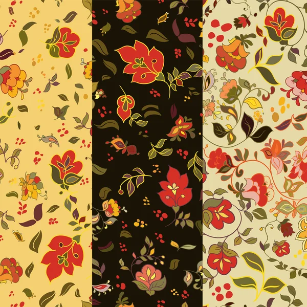 Set of floralseamless patterns. — Stock Vector