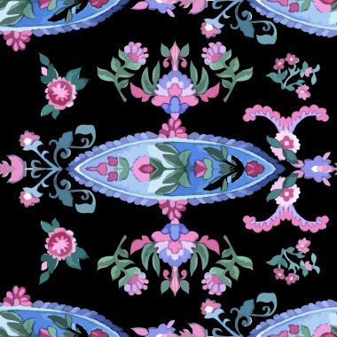 Suluboya Paisley. Soğuk Renkler.