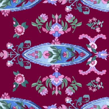 Suluboya Paisley. Soğuk Renkler.