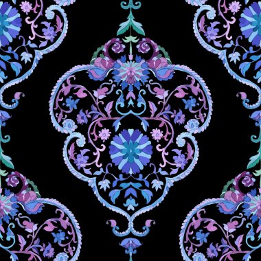 Suluboya Paisley. Soğuk Renkler.