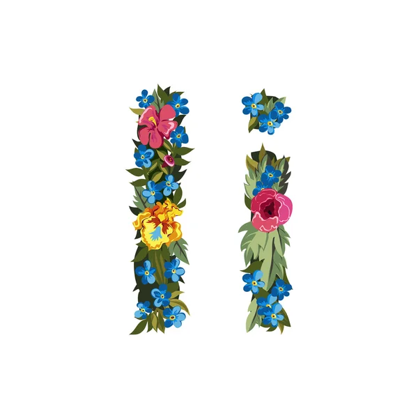 Bel alphabet floral avec des fleurs . — Image vectorielle