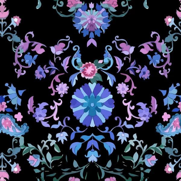 Acuarela Paisley. Colores fríos . — Vector de stock