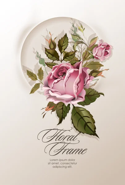 Corona floral con flores vintage — Vector de stock