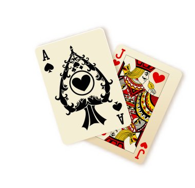 Black Jack iskambil kartları kombinasyonu.