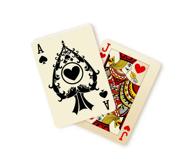 Black Jack playing cards combination. — Stock Vector