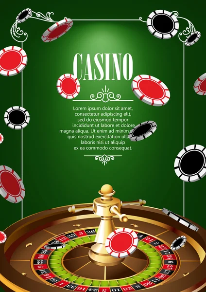 Плакат казино с рулеткой — стоковый вектор