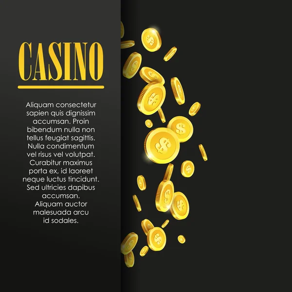 Cartaz de Casino com moedas de ouro . —  Vetores de Stock