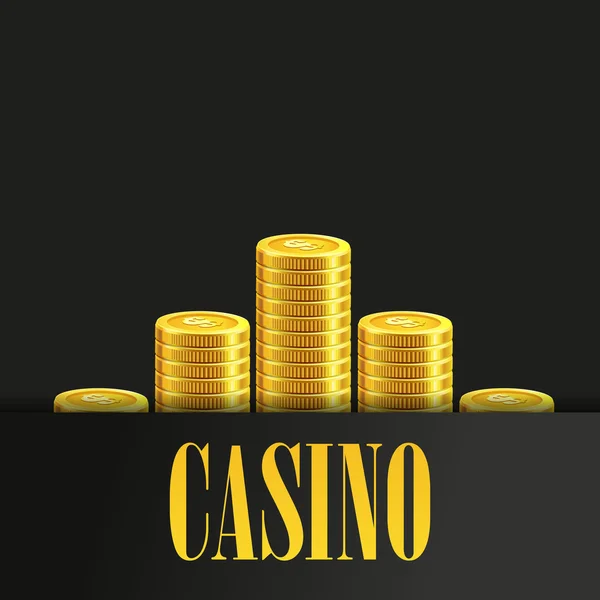 Casino Poster met gouden munten. — Stockvector