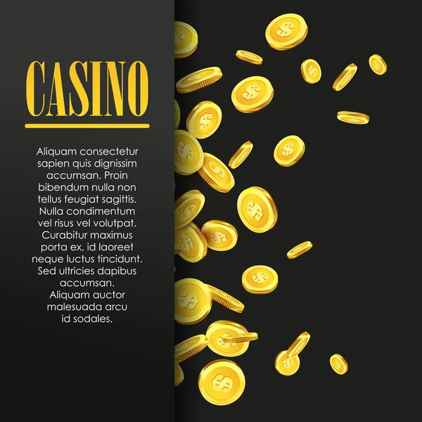 Casino Poster  with Golden Coins. — Stock Vector