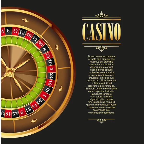 Cartaz de casino com roda de roleta —  Vetores de Stock